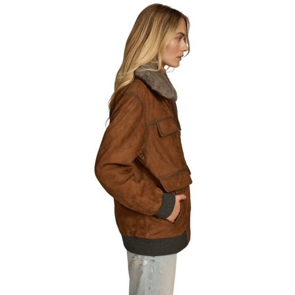 Brown Jacket With Fur Collar - Image 4