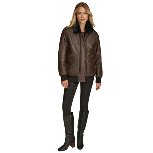 Faux Fur Bomber Jacket - Image 3