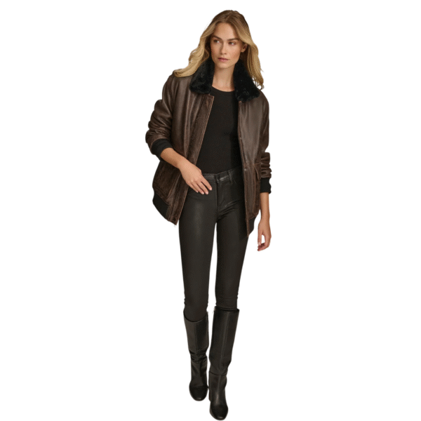 Faux Fur Bomber Jacket - Image 2